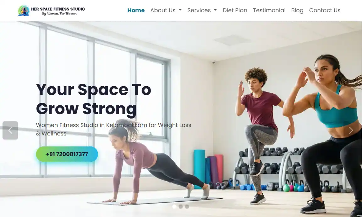 Modern Fitness website designed by Miruthika Enterprises