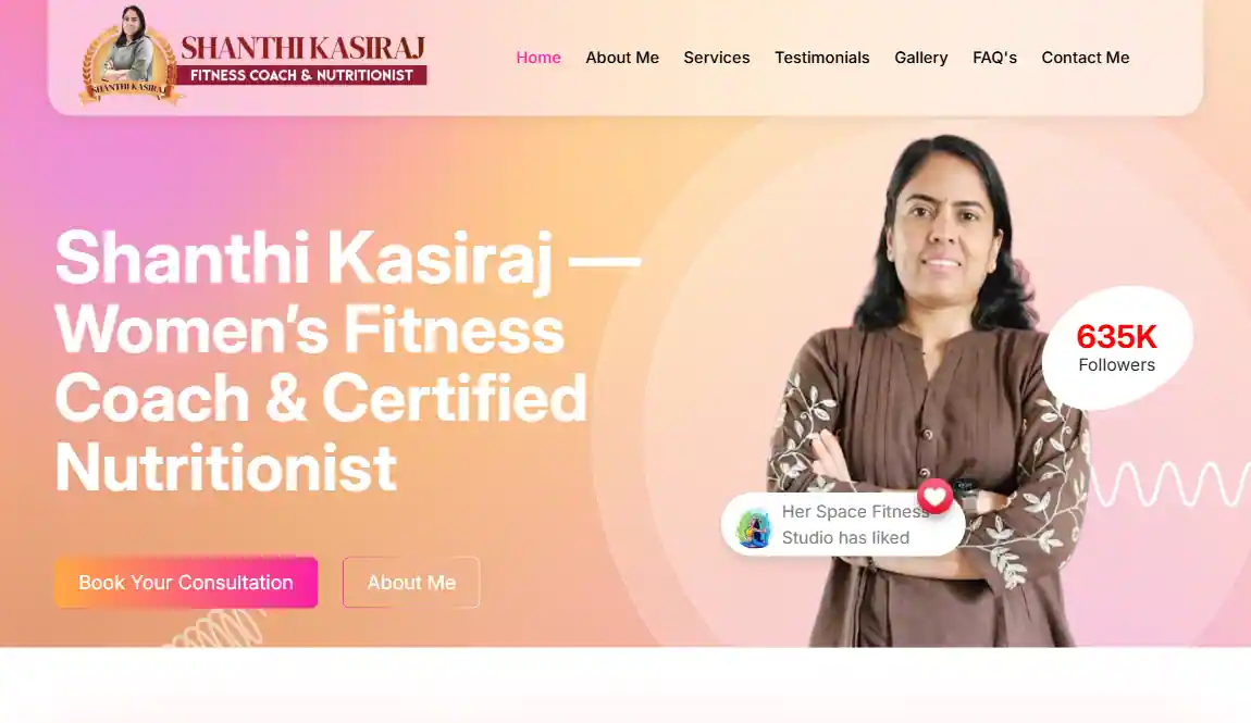 Modern Fitness website designed by Miruthika Enterprises